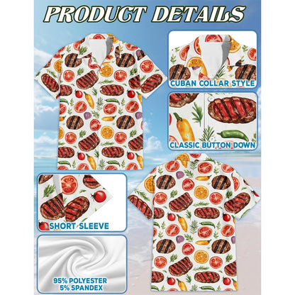 Retro BBQ Hawaiian Shirt for Men, Button Down Aloha Shirt - Azhawaiian