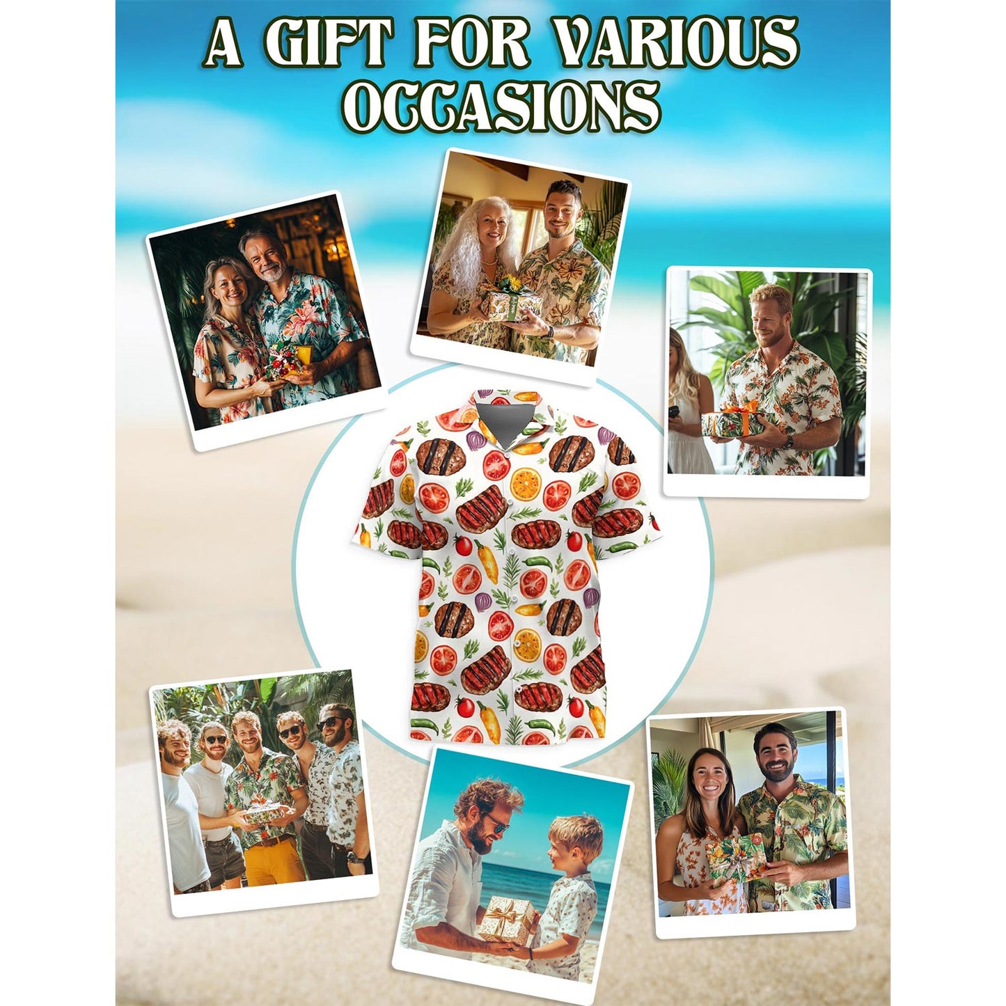 Retro BBQ Hawaiian Shirt for Men, Button Down Aloha Shirt - Azhawaiian