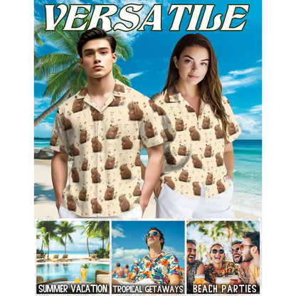 Retro Capybara Hawaiian Shirt for Men, Button Down Aloha Shirt - Azhawaiian