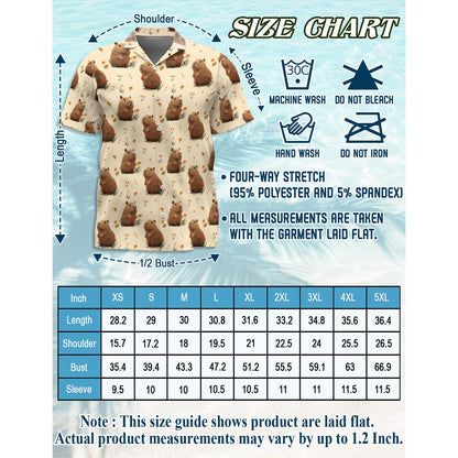 Retro Capybara Hawaiian Shirt for Men, Button Down Aloha Shirt - Azhawaiian