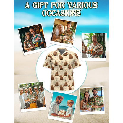 Retro Capybara Hawaiian Shirt for Men, Button Down Aloha Shirt - Azhawaiian
