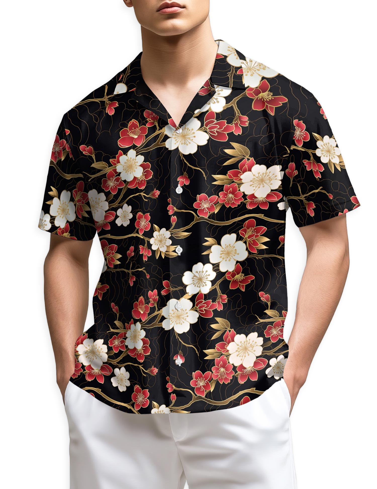 Azhawaiian Retro Cherry Blossom Hawaiian Shirt for Men