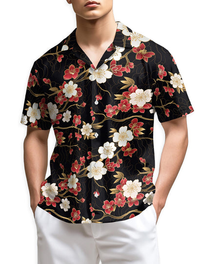 Azhawaiian Retro Cherry Blossom Hawaiian Shirt for Men