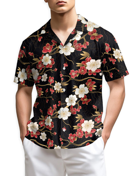 Azhawaiian Retro Cherry Blossom Hawaiian Shirt for Men
