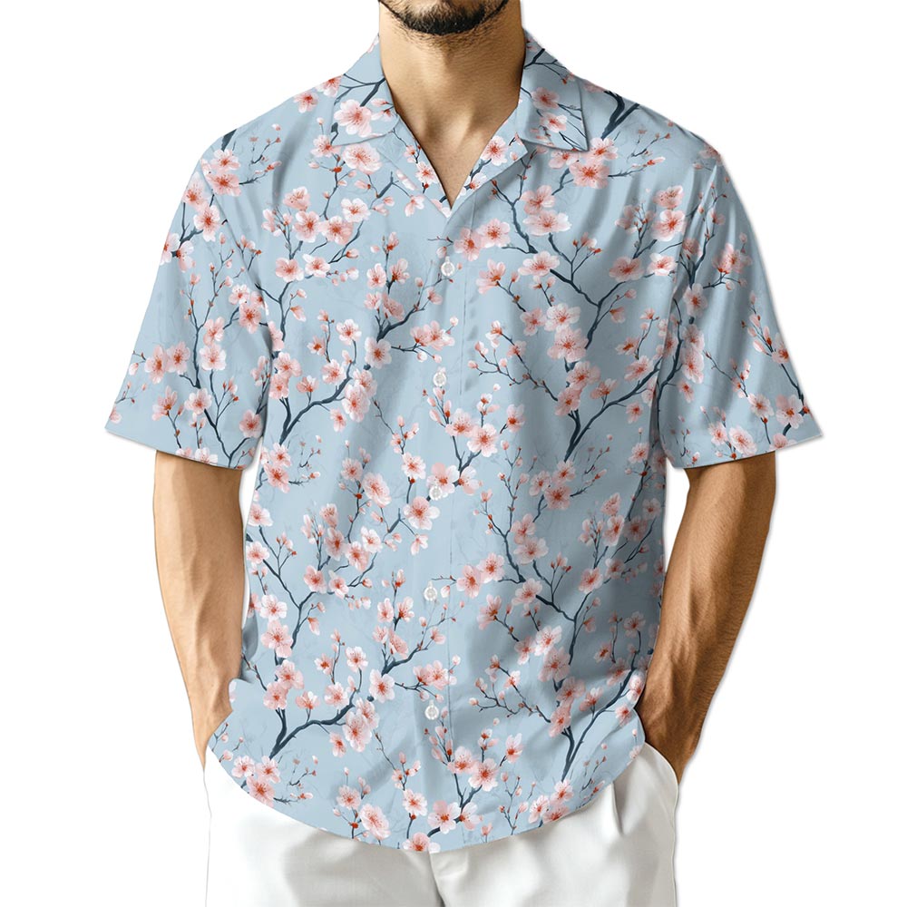 Azhawaiian Retro Cherry Blossom Hawaiian Shirt for Men
