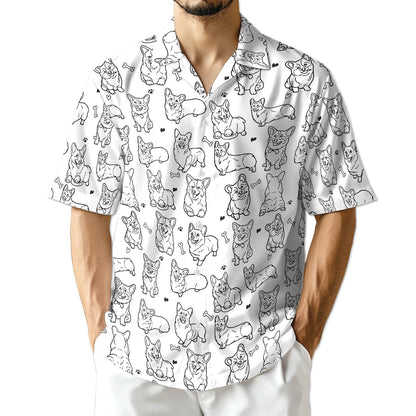 Azhawaiian Retro Corgi Hawaiian Shirt for Men