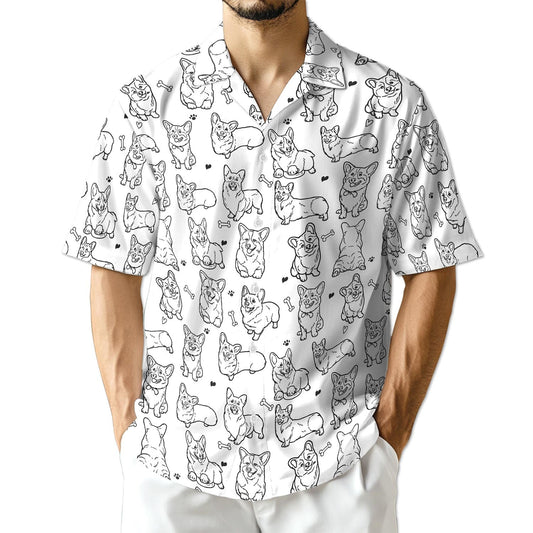 Azhawaiian Retro Corgi Hawaiian Shirt for Men