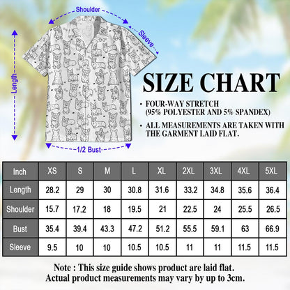 Retro Corgi Hawaiian Shirt for Men, Button Down Aloha Shirt - Azhawaiian