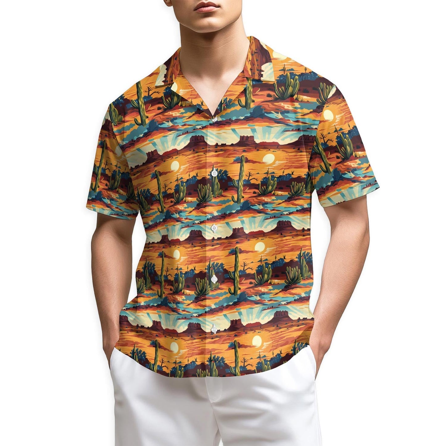Azhawaiian Retro Desert Hawaiian Shirt for Men