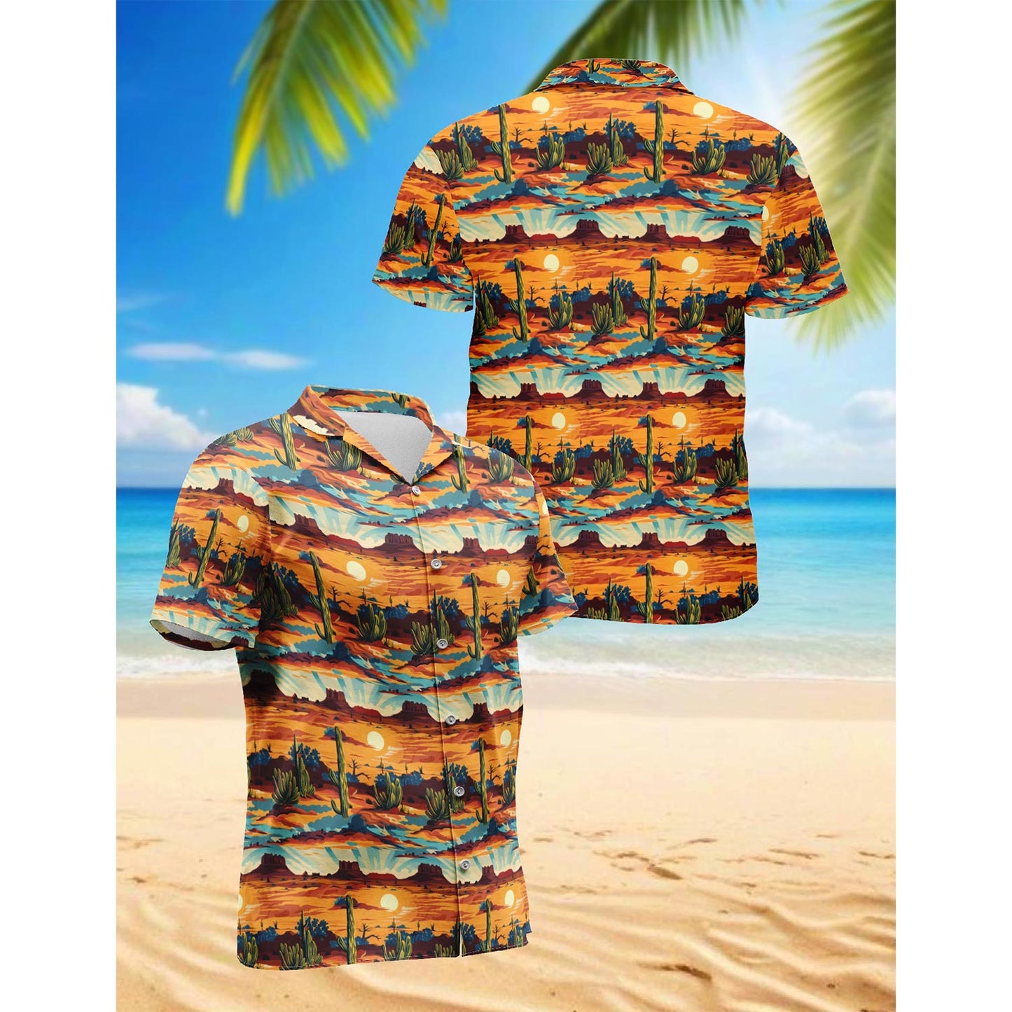 Retro Desert Hawaiian Shirt for Men, Button Down Aloha Shirt - Azhawaiian
