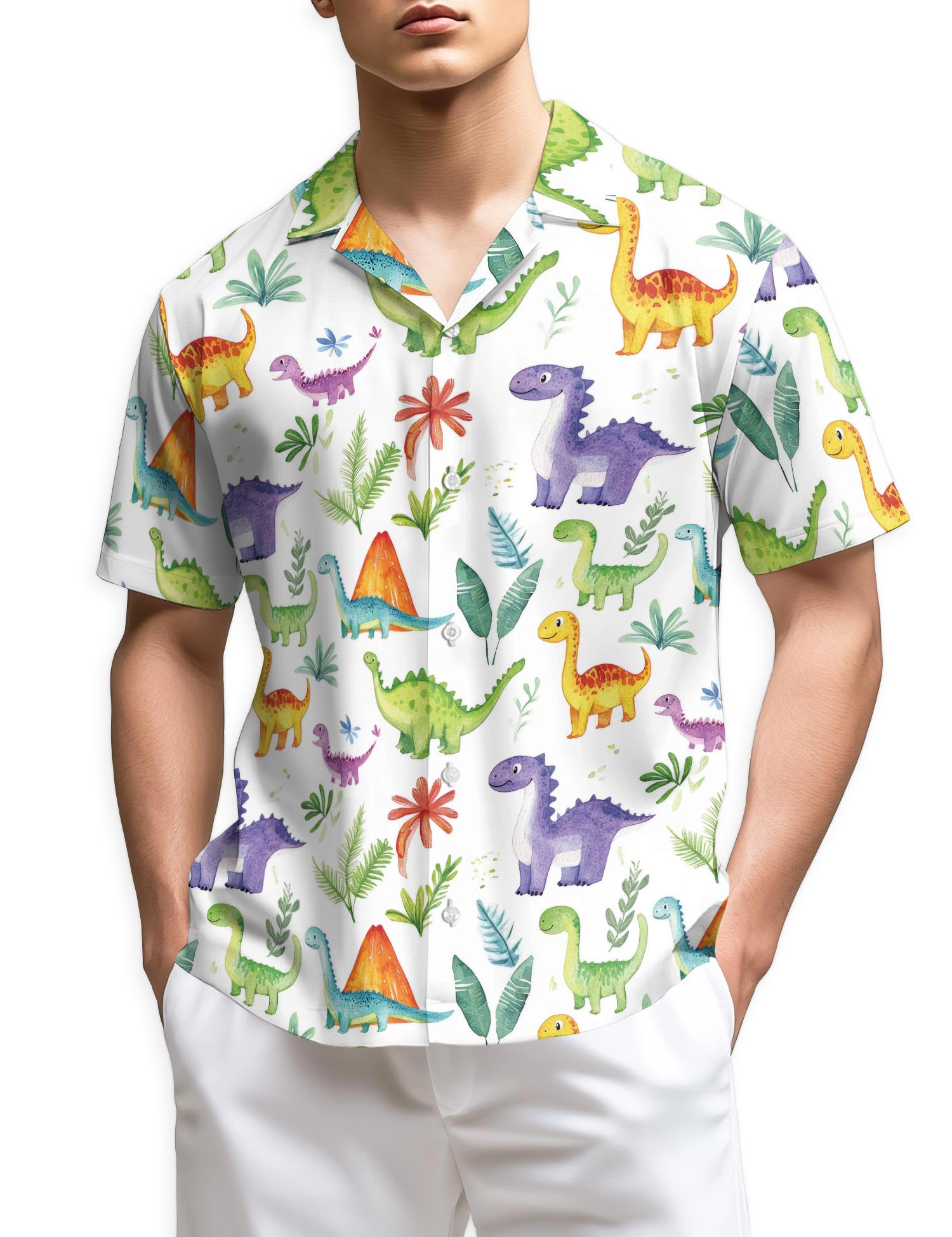 Azhawaiian Retro Dinosaur Hawaiian Shirt for Men