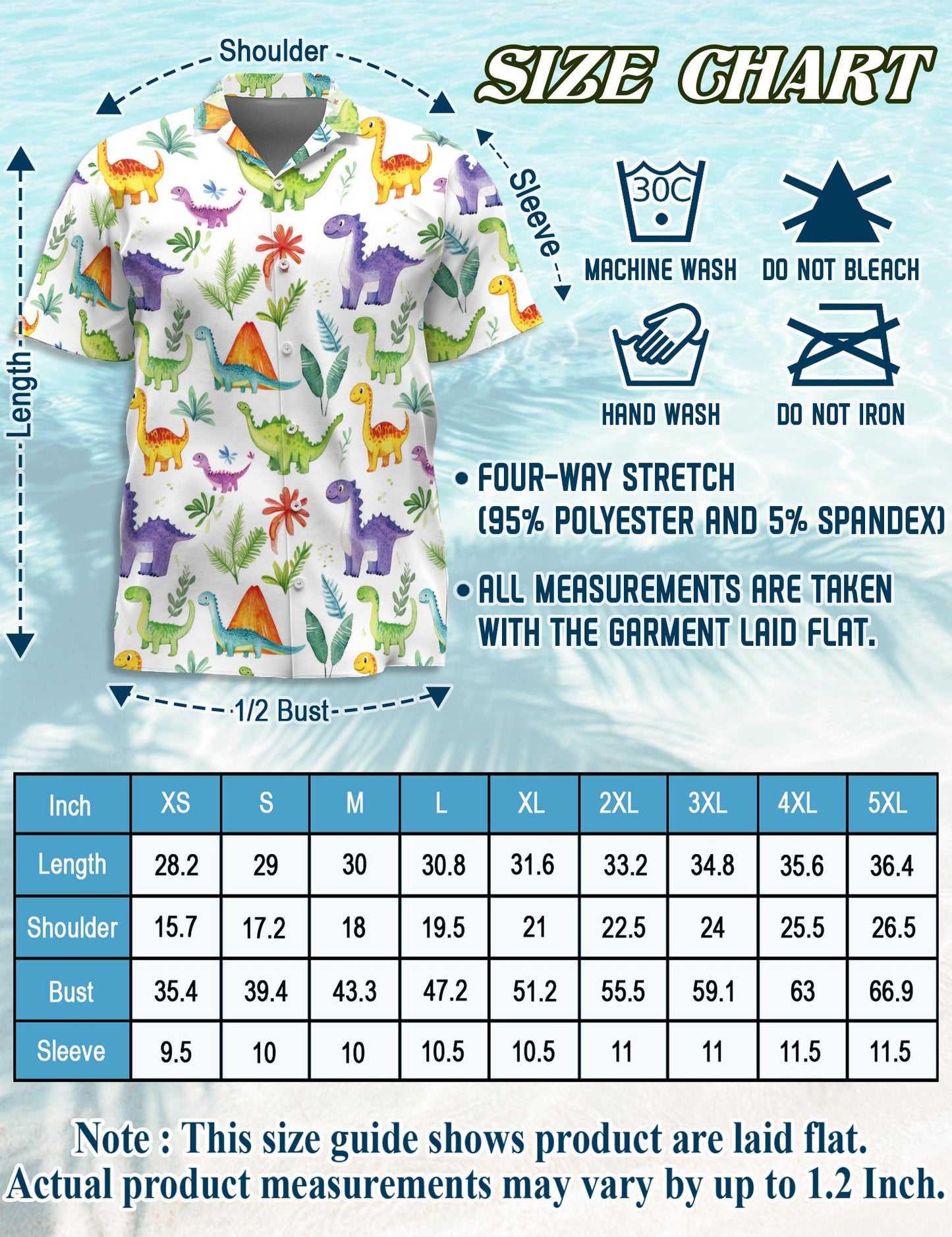 Retro Dinosaur Hawaiian Shirt for Men, Button Down Aloha Shirt - Azhawaiian