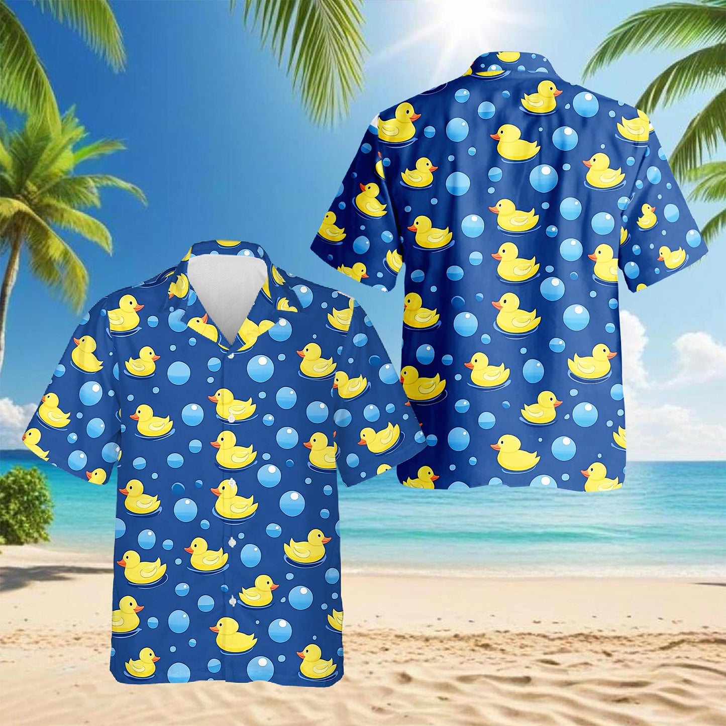 Retro Duck Hawaiian Shirt for Men, Button Down Aloha Shirt - Azhawaiian