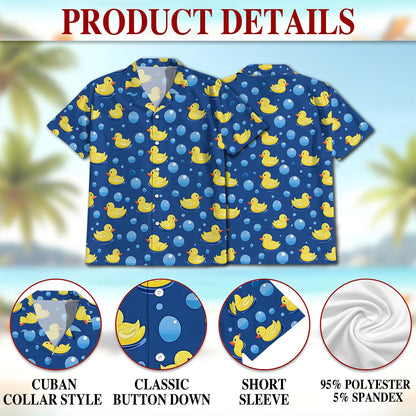 Retro Duck Hawaiian Shirt for Men, Button Down Aloha Shirt - Azhawaiian