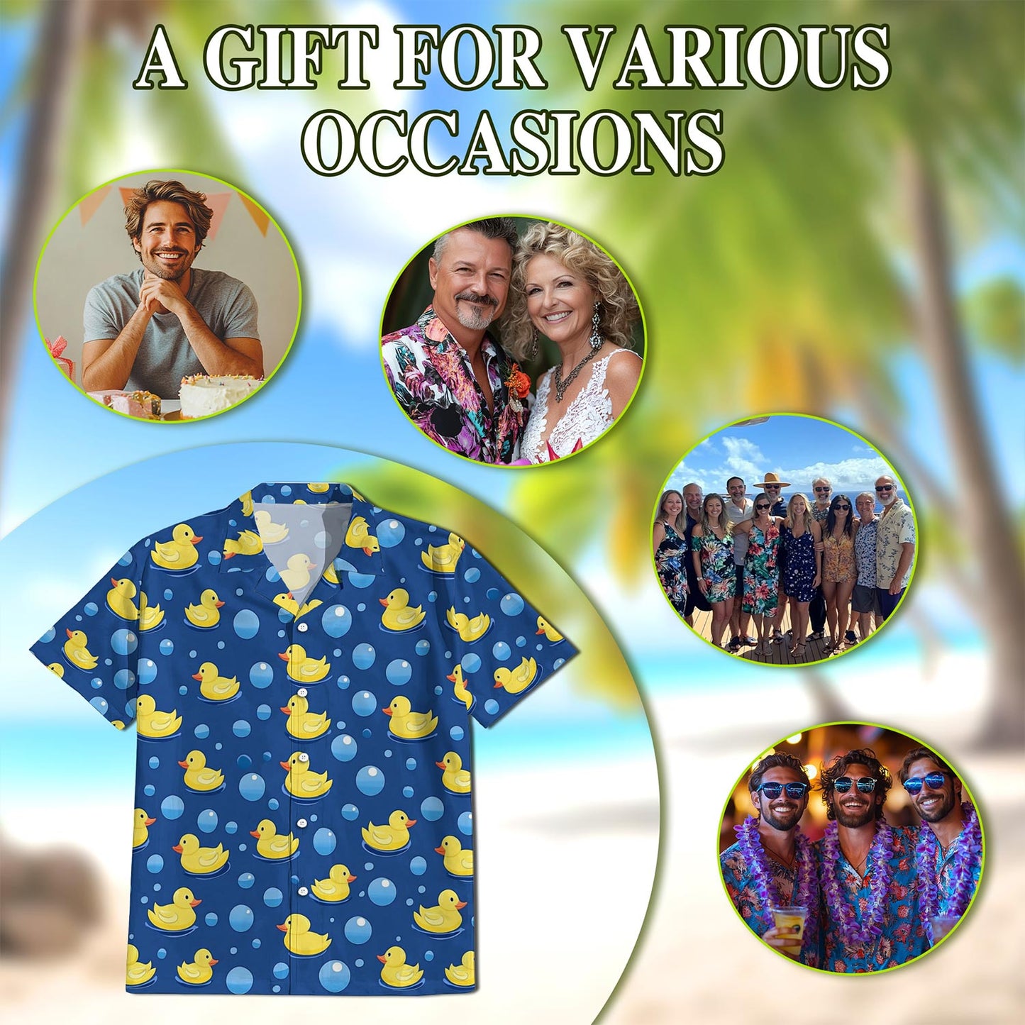 Retro Duck Hawaiian Shirt for Men, Button Down Aloha Shirt - Azhawaiian