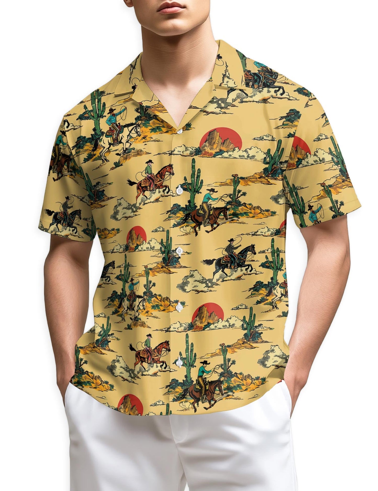 Azhawaiian Retro Horse Cowboy Hawaiian Shirt for Men