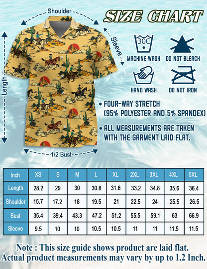 Retro Horse Cowboy Hawaiian Shirt for Men, Button Down Aloha Shirt - Azhawaiian