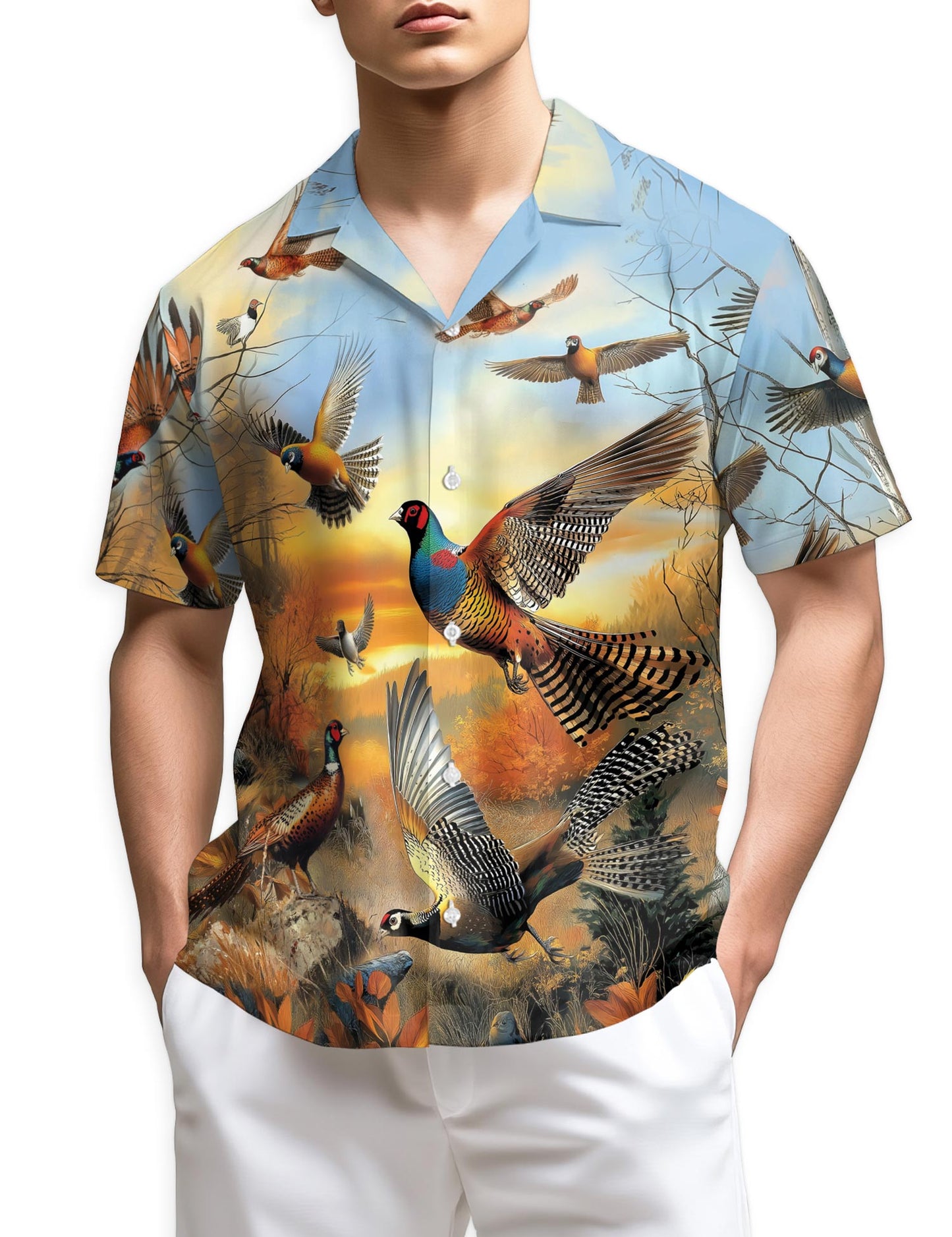 Azhawaiian Retro Pheasant Hawaiian Shirt for Men