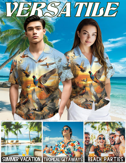 Retro Pheasant Hawaiian Shirt for Men, Button Down Aloha Shirt - Azhawaiian