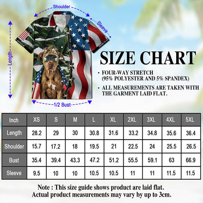 Retro Pitbull 4th of July Hawaiian Shirt for Men, Button Down Aloha Shirt - Azhawaiian