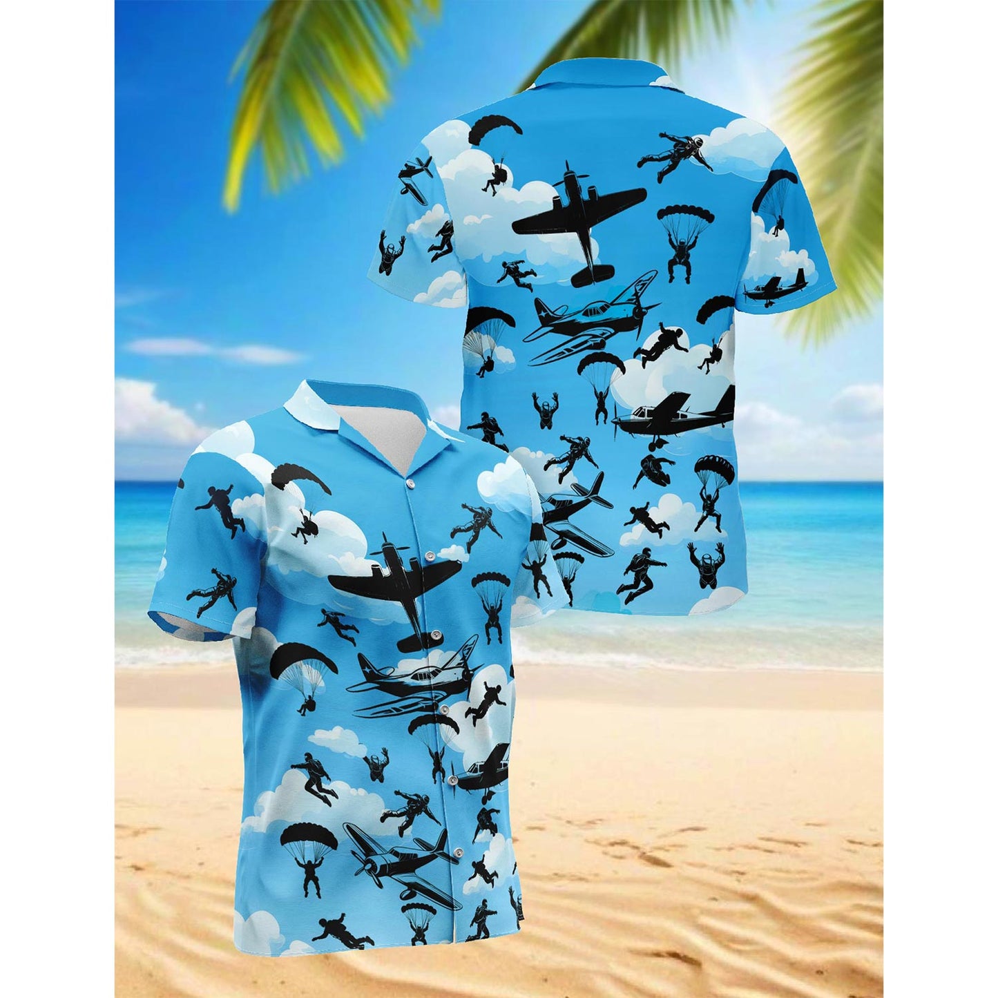 Retro Skydiver Hawaiian Shirt for Men, Button Down Aloha Shirt - Azhawaiian