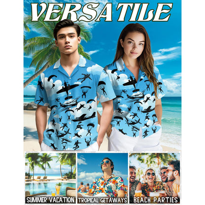 Retro Skydiver Hawaiian Shirt for Men, Button Down Aloha Shirt - Azhawaiian