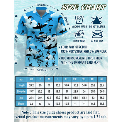 Retro Skydiver Hawaiian Shirt for Men, Button Down Aloha Shirt - Azhawaiian