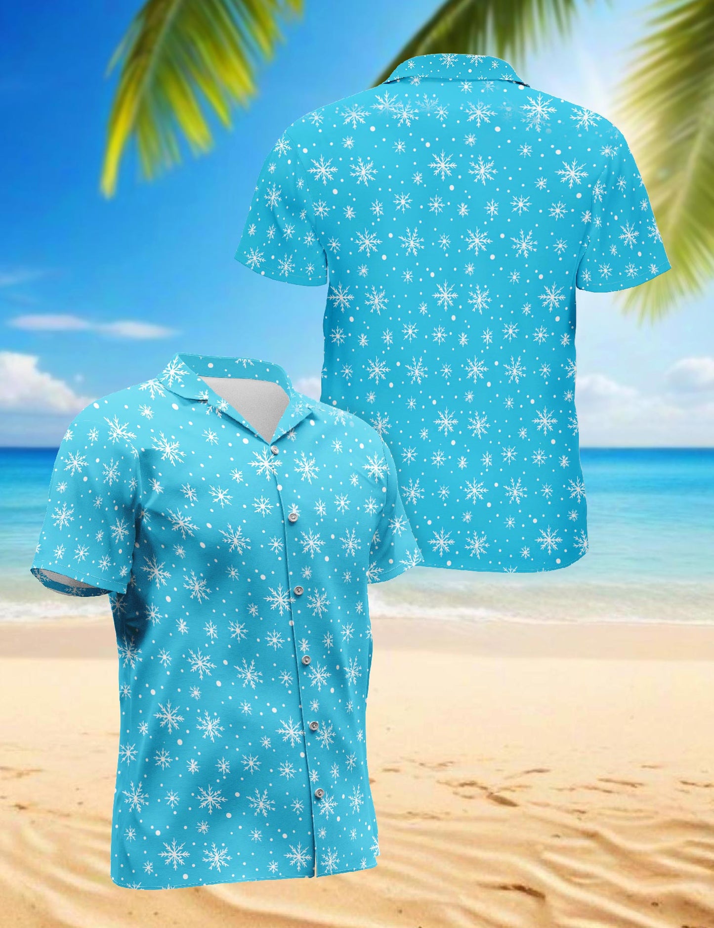 Retro Snowflake Hawaiian Shirt for Men, Button Down Aloha Shirt - Azhawaiian