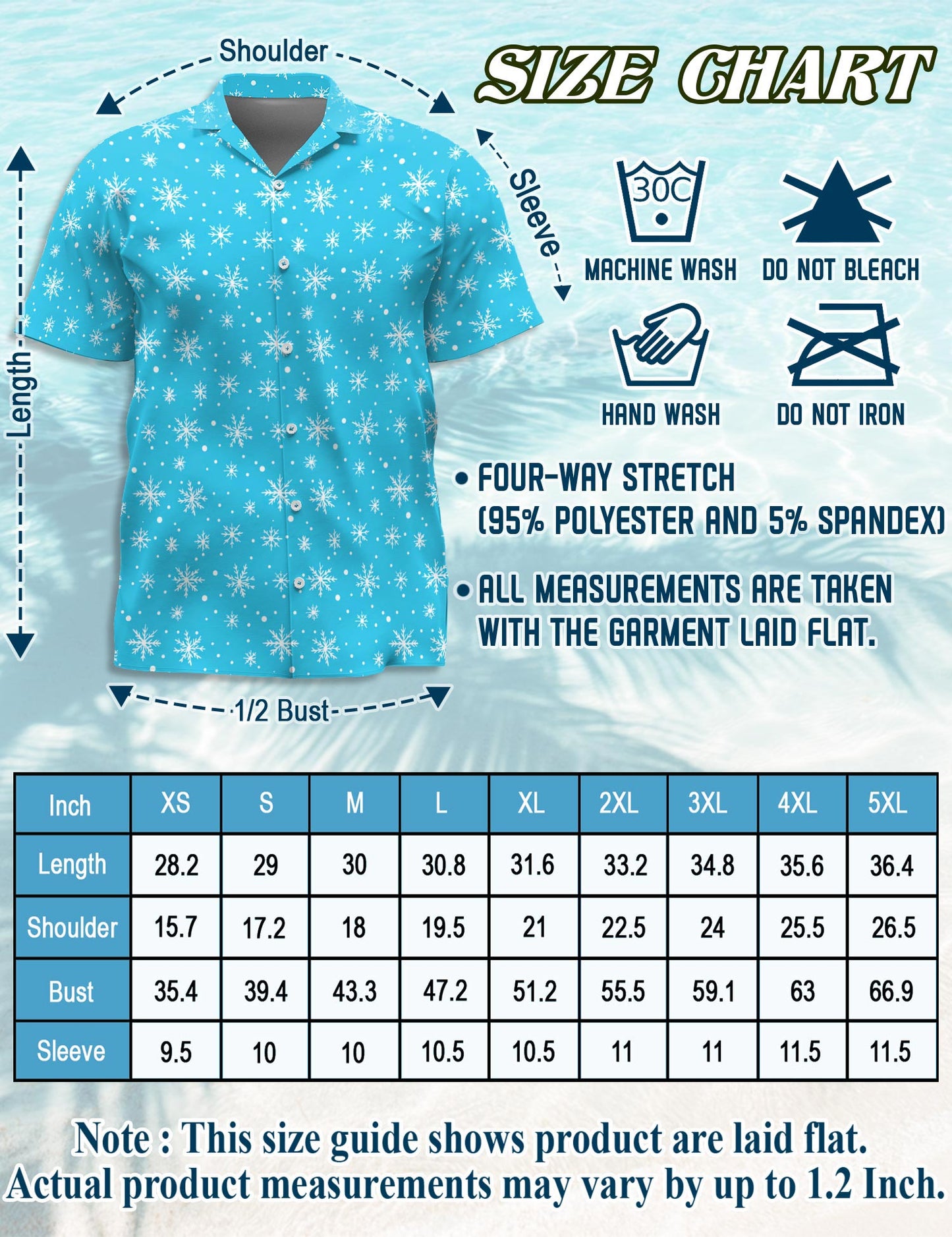 Retro Snowflake Hawaiian Shirt for Men, Button Down Aloha Shirt - Azhawaiian