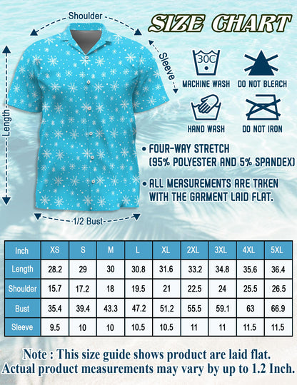 Retro Snowflake Hawaiian Shirt for Men, Button Down Aloha Shirt - Azhawaiian