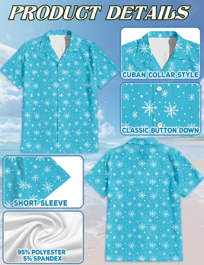 Retro Snowflake Hawaiian Shirt for Men, Button Down Aloha Shirt - Azhawaiian