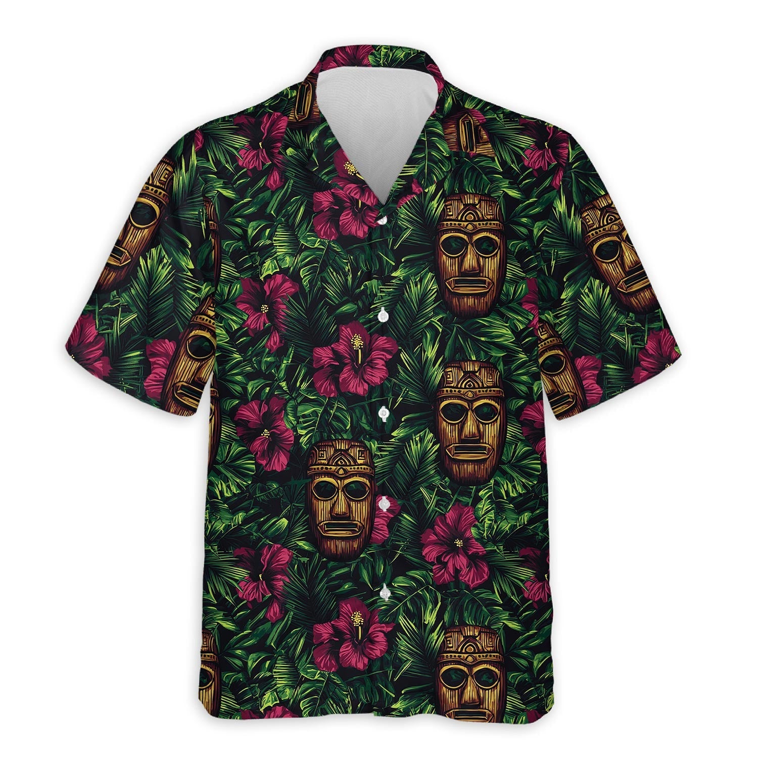 Azhawaiian Retro Tiki Mask Hawaiian Shirt for Men