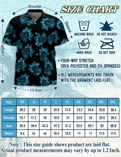 Retro Turtle Summer Hawaiian Shirt for Men, Button Down Aloha Shirt - Azhawaiian