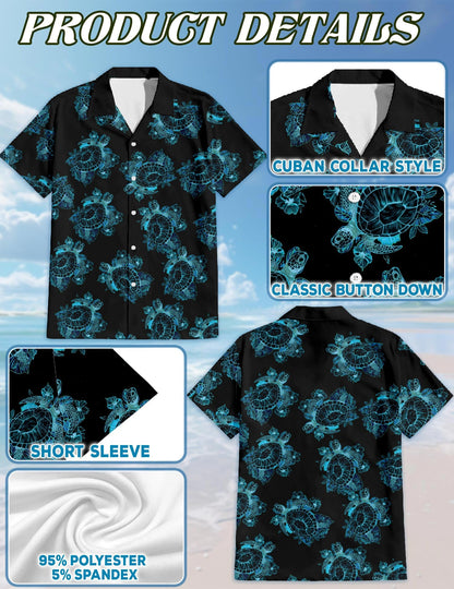 Retro Turtle Summer Hawaiian Shirt for Men, Button Down Aloha Shirt - Azhawaiian