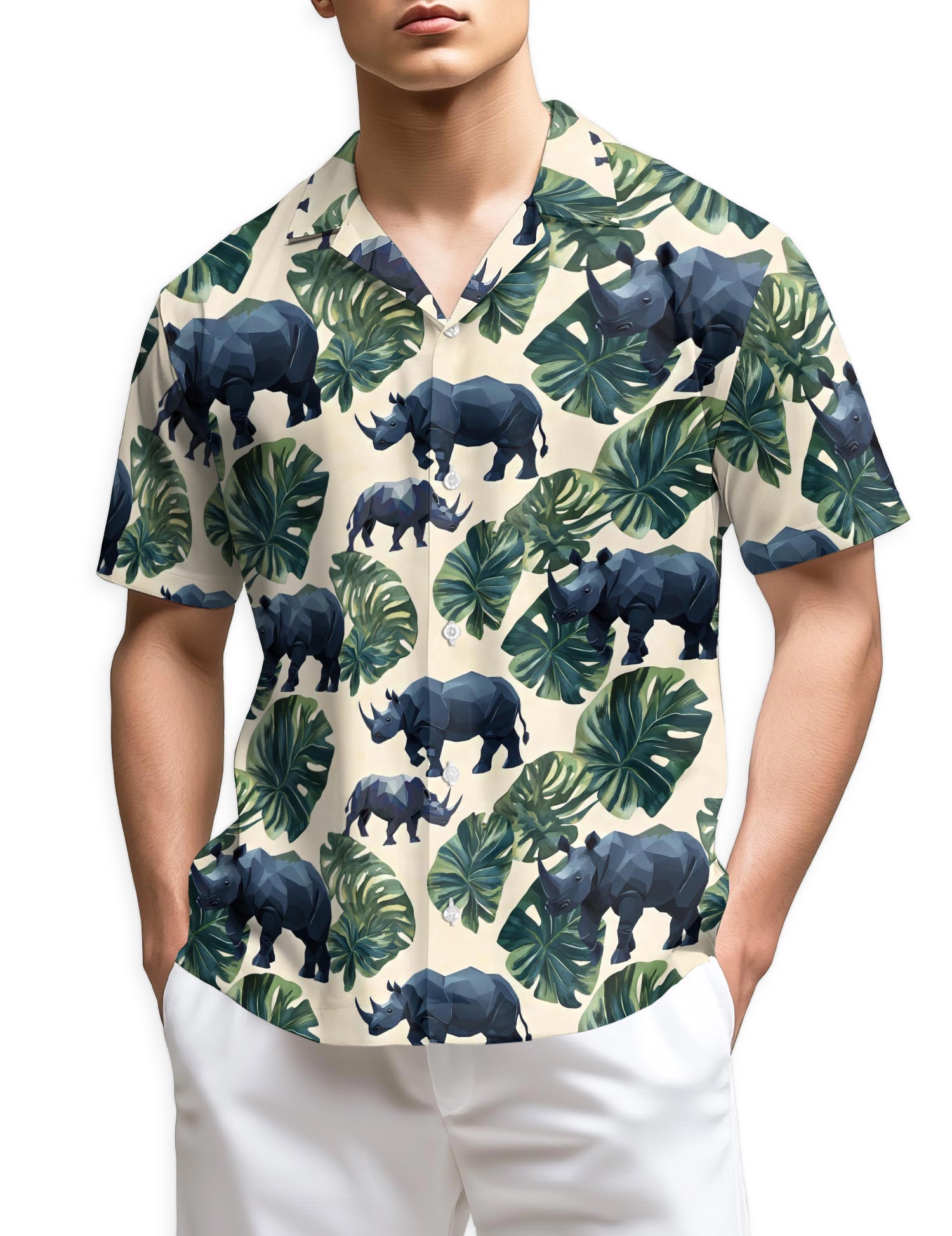 Azhawaiian Rhino Hawaiian Shirt for Men