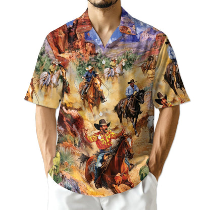 Rodeo Cowboy Hawaiian Shirt for Men, Button Down Aloha Shirt - Azhawaiian