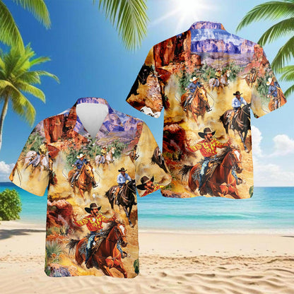 Rodeo Cowboy Hawaiian Shirt for Men, Button Down Aloha Shirt - Azhawaiian
