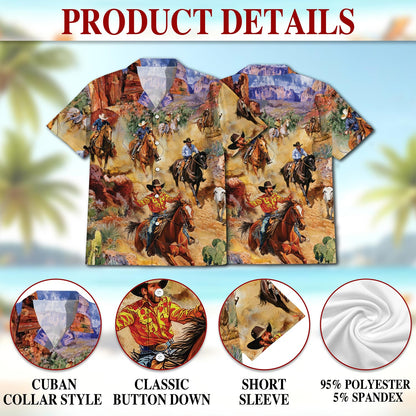 Rodeo Cowboy Hawaiian Shirt for Men, Button Down Aloha Shirt - Azhawaiian