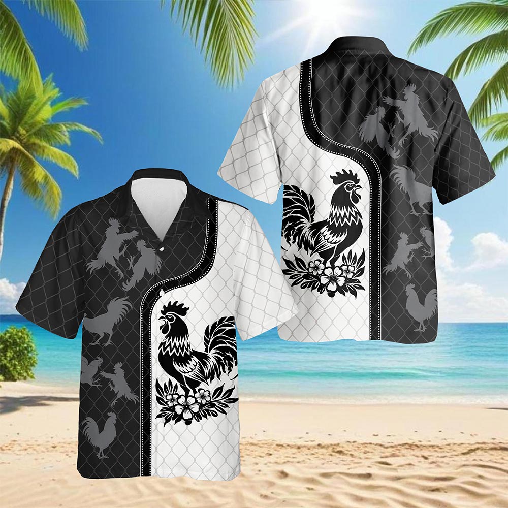 Rooster Hawaiian Shirt for Men, Button Down Aloha Shirt - Azhawaiian