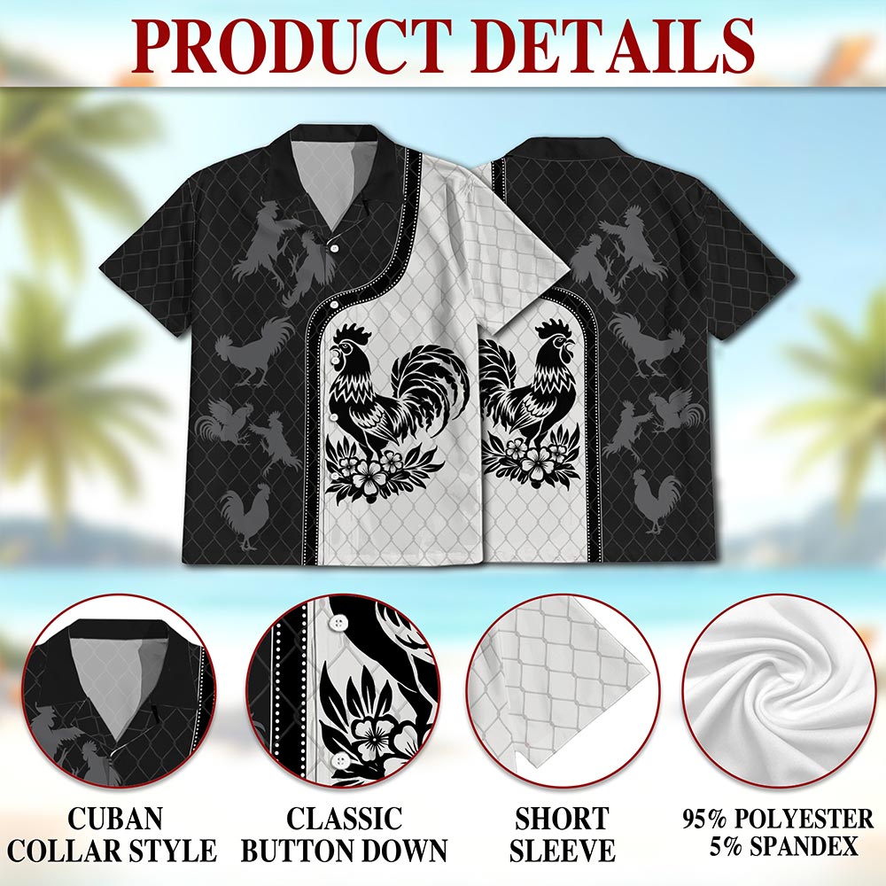 Rooster Hawaiian Shirt for Men, Button Down Aloha Shirt - Azhawaiian