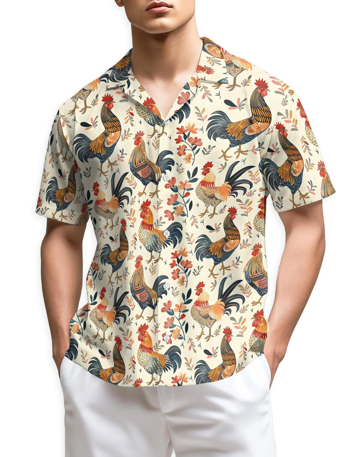 Azhawaiian Rooster Pattern Hawaiian Shirt for Men