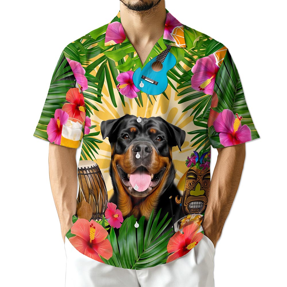 Azhawaiian Rottweiler Summer Party Hawaiian Shirt for Men