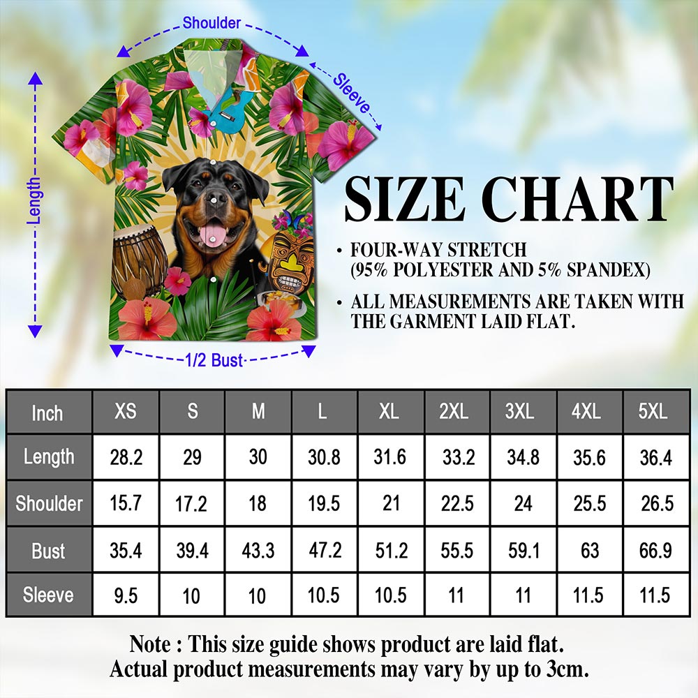 Rottweiler Summer Party Hawaiian Shirt for Men, Button Down Aloha Shirt - Azhawaiian