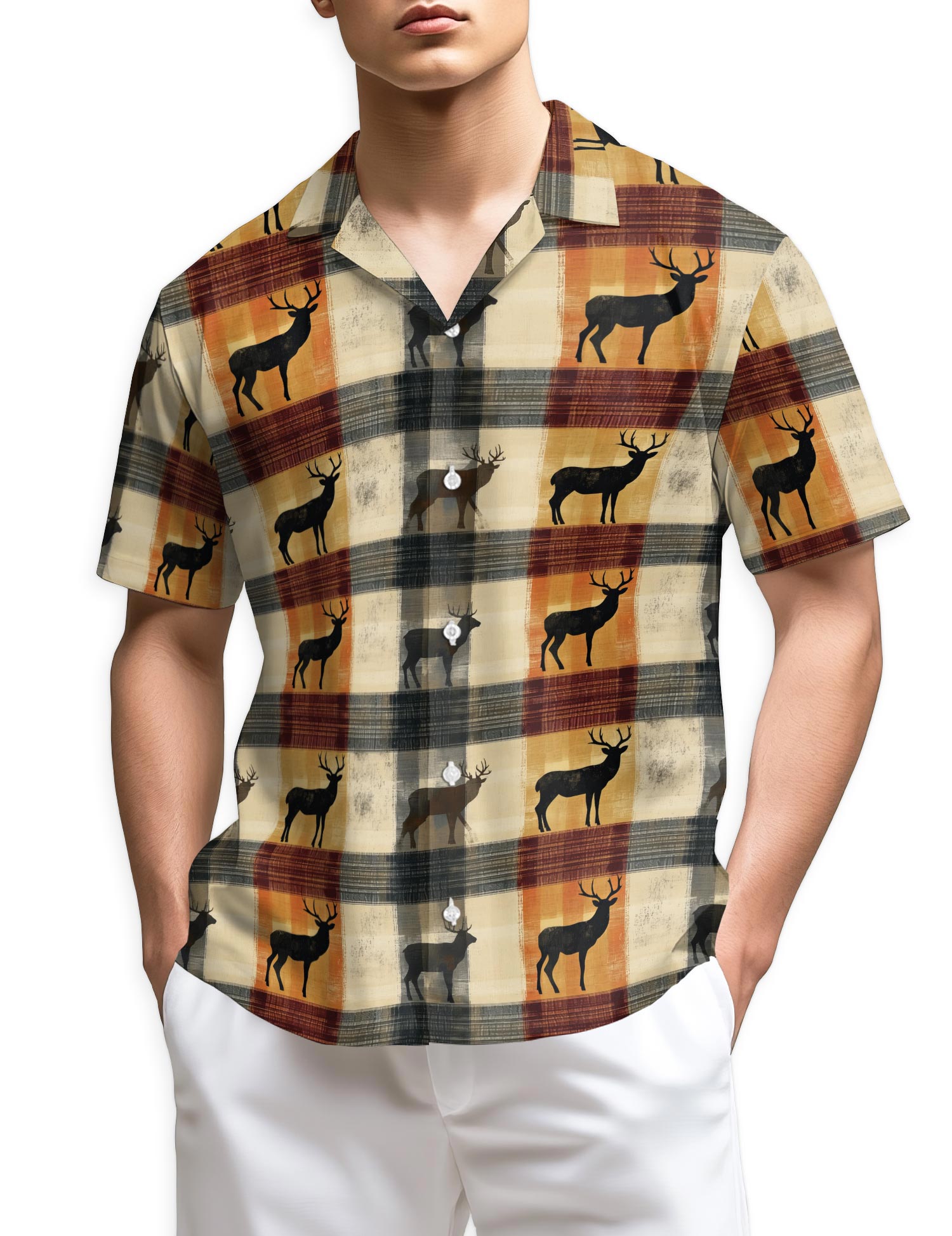 Azhawaiian Rustic Deer Hawaiian Shirt for Men
