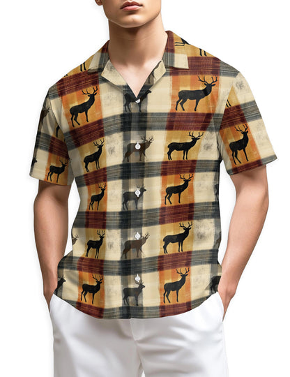 Azhawaiian Rustic Deer Hawaiian Shirt for Men