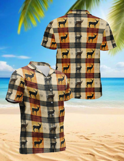 Rustic Deer Hawaiian Shirt for Men, Button Down Aloha Shirt - Azhawaiian