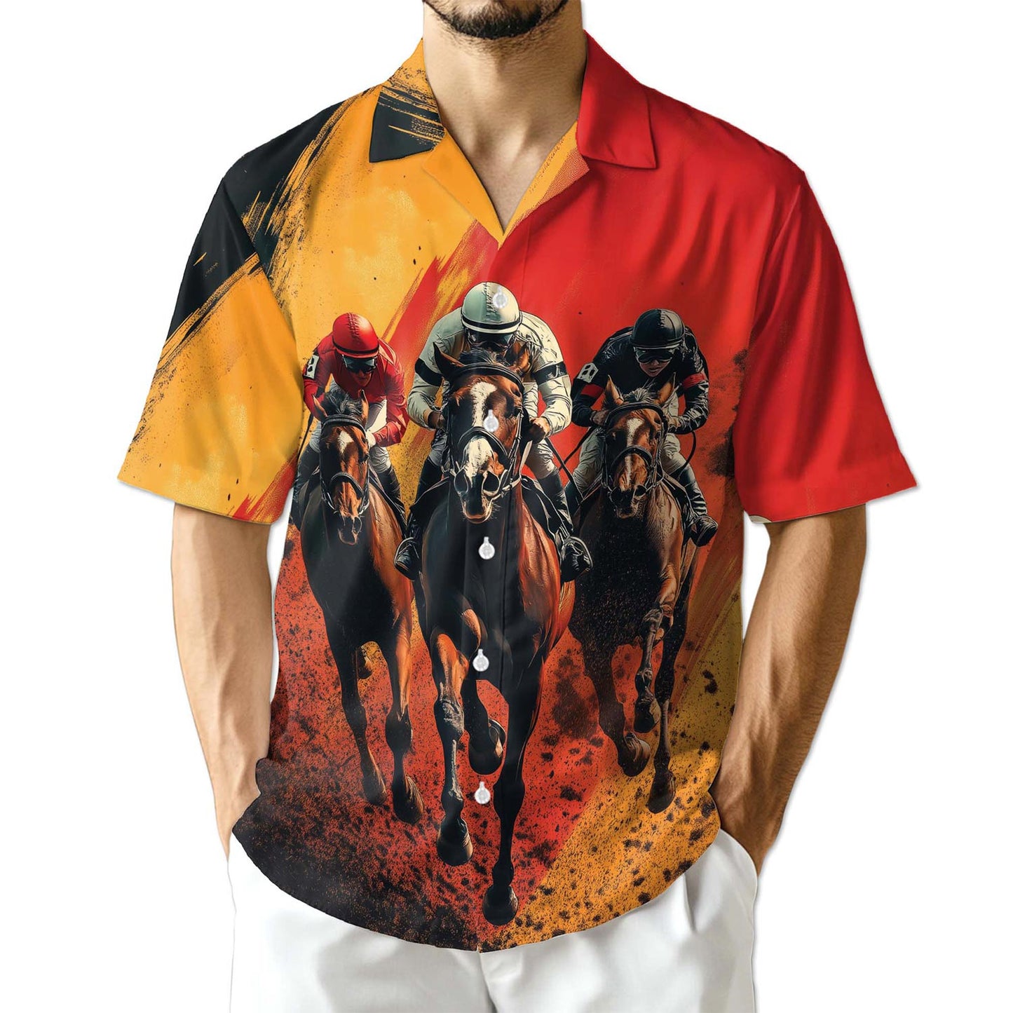 Azhawaiian Rustic Racing Horse Hawaiian Shirt for Men