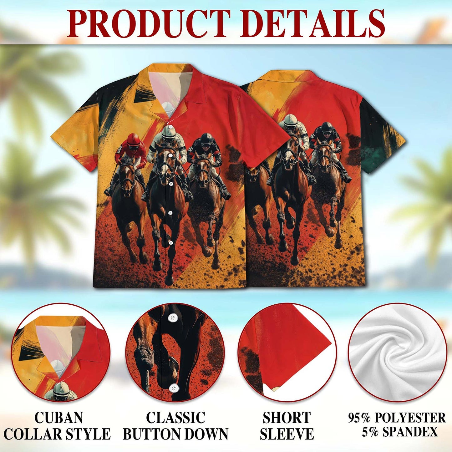 Rustic Racing Horse Hawaiian Shirt for Men, Button Down Aloha Shirt - Azhawaiian