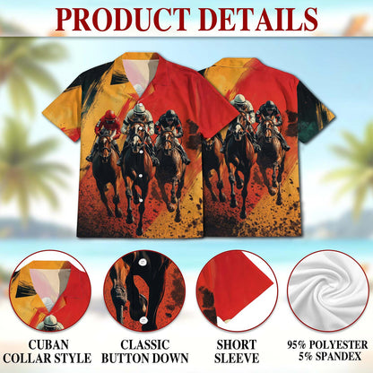 Rustic Racing Horse Hawaiian Shirt for Men, Button Down Aloha Shirt - Azhawaiian