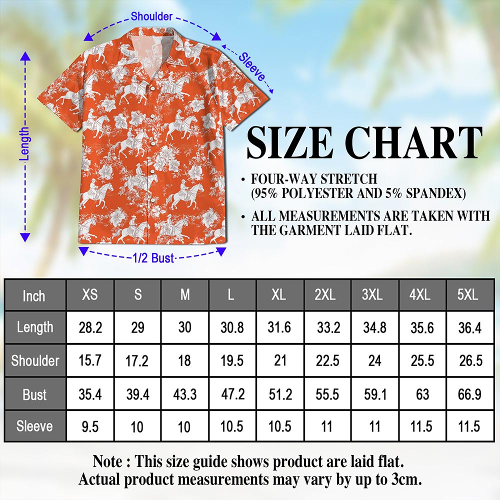 Saddle Bronc Riding Orange Occasion Hawaiian Shirt for Men, Button Down Aloha Shirt - Azhawaiian